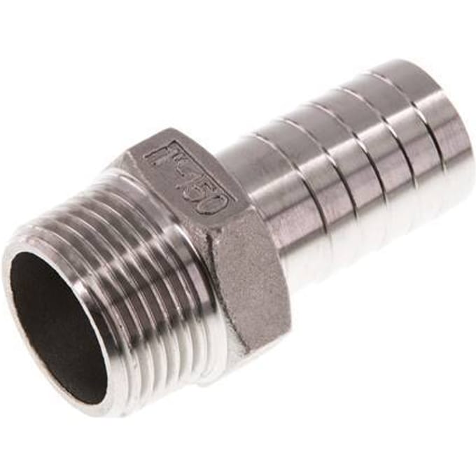 R 1'' Buitendraad x 25mm RVS Slangpilaar 16 Bar