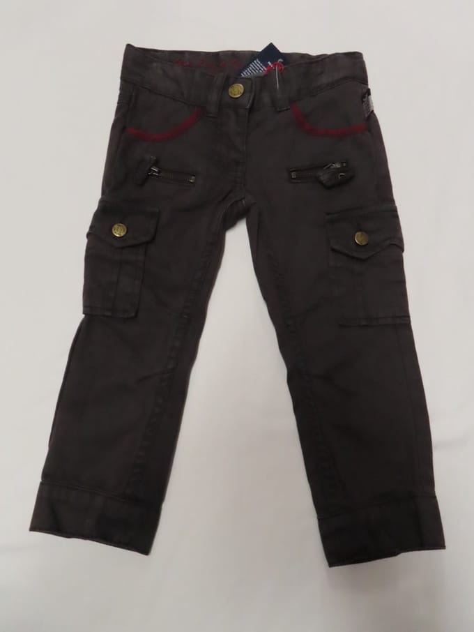 Lange broek - Meisjes - Bruin afgewerkt met rood - 2 jaar 92