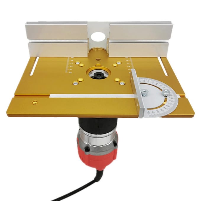 Set van 3 freestafelinzetplaten aluminiumlegering houtfrees flipboard-trimmachine 3PCS goud