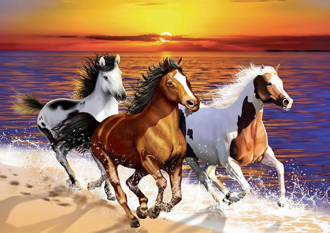 Houten puzzel Wilde Paarden 505 Stukjes - Uniek Design