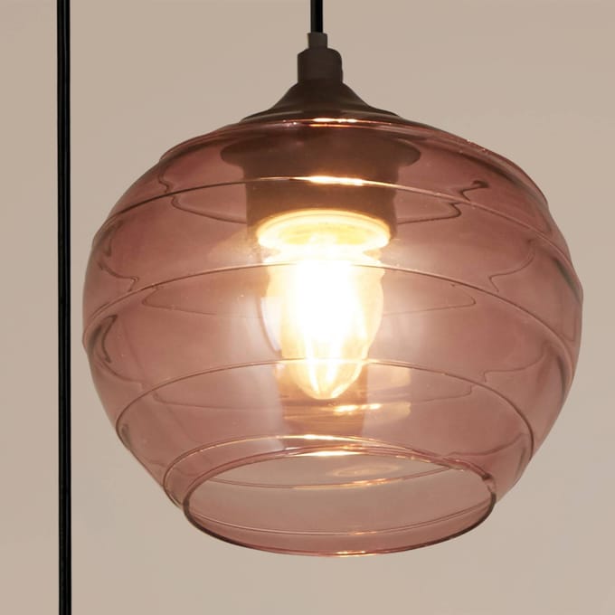 Searchlight Hanglamp Ojay, pruim/zwart, glas, 3-lamps, E27