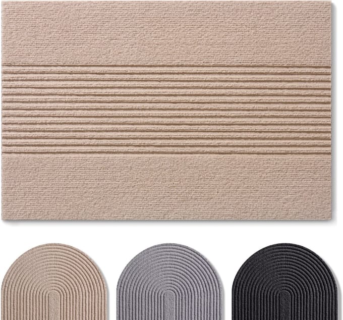 Blumtal Japandi Deurmat - Anti-slip - Polyester 60 x 90 cm - Beige - Gestreept