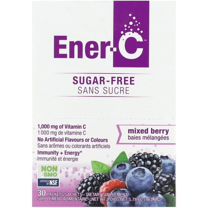 Ener-C, Vitamine C, mélange pour boisson multivitaminée, sans sucre, saveur baies mélangées, 1 000 mg, 30 sachets, 5,46 g (0,2 oz) chaque