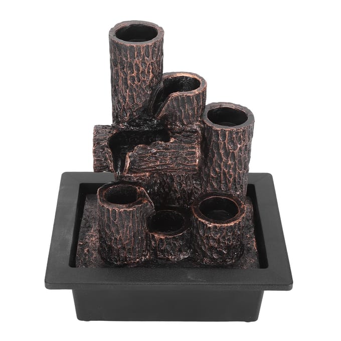 Tafelbladfontein Hars Desktop Gelaagde Waterfontein LED Licht Ontspanning Binnen Waterval US Plu black