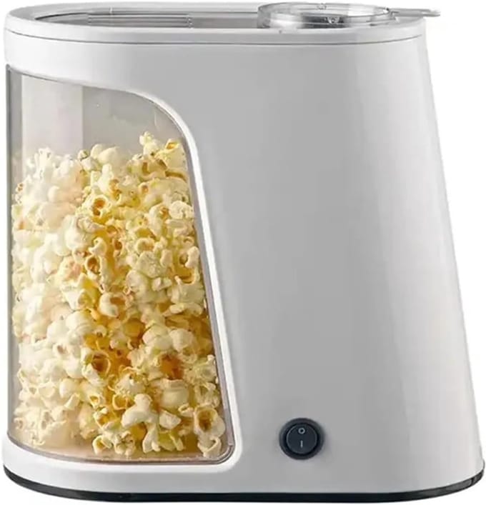 Popcornmaker Elektrisch - Mini Popcorn Machine - Snacks Maken - Hete Lucht Technologie - 60g Capaciteit - Wit
