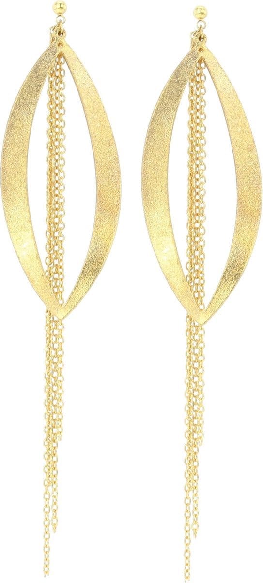 Behave – Oorhangers – Mat Goudkleurig – Gehamerd Metaal – 11 cm