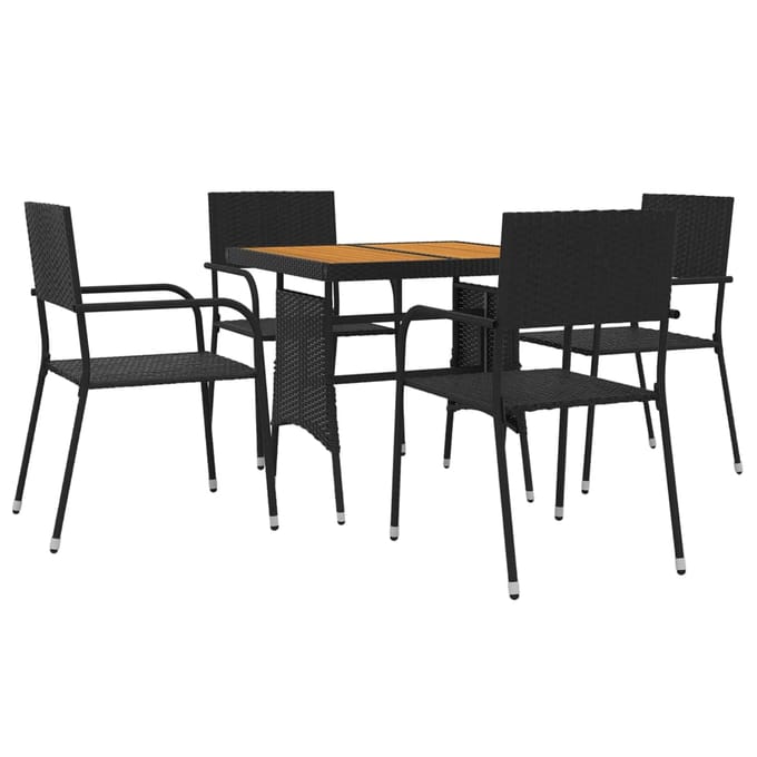 vidaXL - 5-delige - Tuinset - poly - rattan - zwart