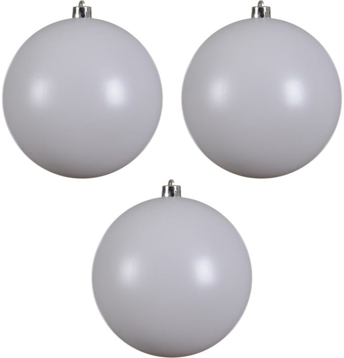 Decoris Kerstbal - 3x - wit - groot - 20 cm - kunststof - mat - kerstversiering