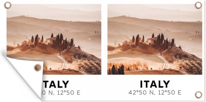 Tuinposter Italië - Toscane - Landschap - 60x30 cm - Tuindoek