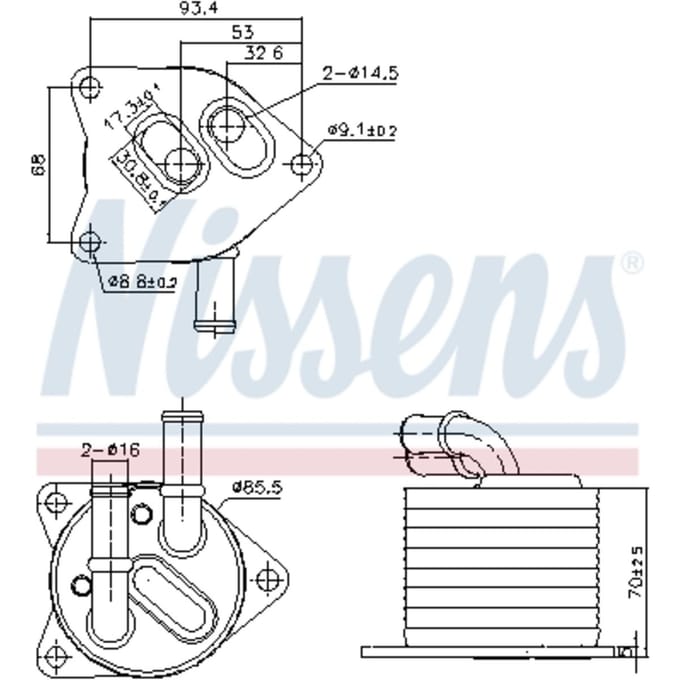 Olie radiator, automatische versnellingsbak NISSENS 91396