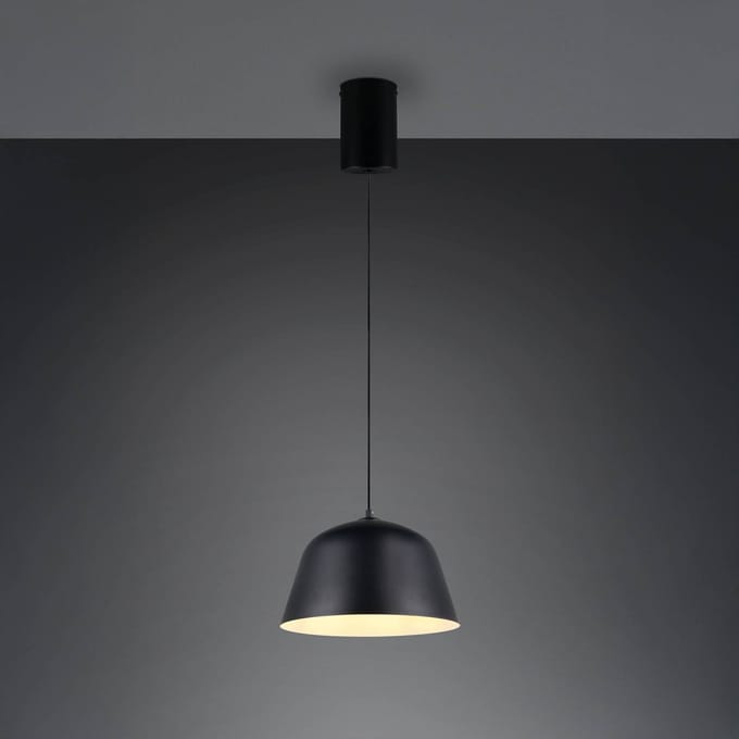 Reality Leuchten Hanglamp Tova, matzwart, Ø 30 cm, metaal, E27