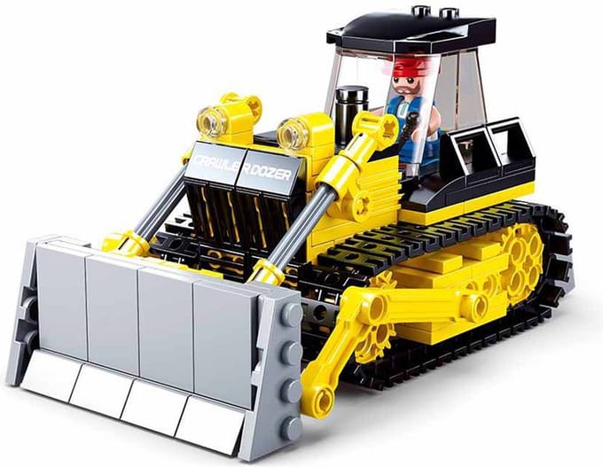 Sluban Town Bulldozer bouwspeelgoed kinderen vanaf 8 jaar - Constructiespeelgoed modelbouw - bouwdoos met 231 bouwstenen - M38-B0802