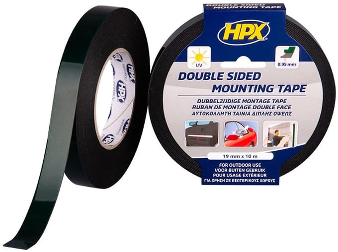 Dubbelzijdige bevestigingstape - zwart 19mm x 10m