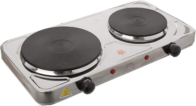 Dubbele Kookplaat - Elektrische Plaat - Extra Koken - Individuele Temperatuurregeling - 51 x 28.5 cm - RVS