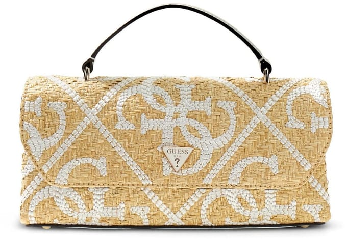 GUESS schoudertas handtas Kirsten Top Handle Flap Bag Natural / Cream White beige