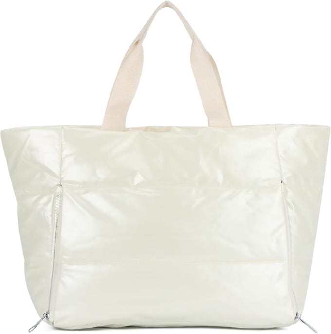 Gewatteerde Dames Tas - Puffy Schoudertas - Sport en Reizen - Waterafstotend Nylon - 43x21x32 cm - Wit