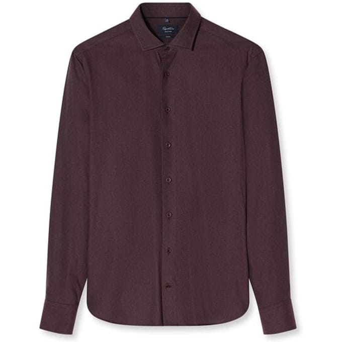 OLYMP Signature Casual Overhemd, Tailored Fit, Kent, Bordeauxrood