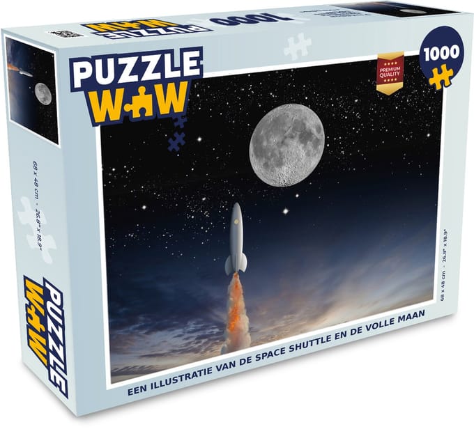 Puzzel Een illustratie van de space shuttle en de volle maan - Legpuzzel - Puzzel 1000 stukjes volwassenen