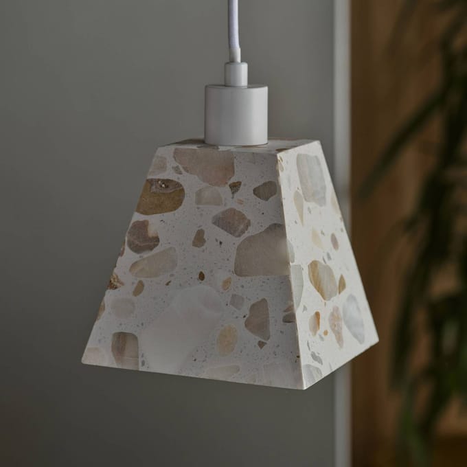 OSRAM DECOR Gleam Pendant light Weight E14 White, Terrazzo, Metal, high-quality look, for Dining and Bedroom
