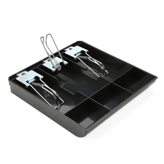 Kassalade Register Inzetbak Vervanging Kassier Drie Vakken met Metalen Clip(zwart) black