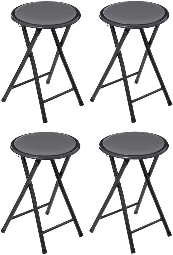 4x stuks bijzet krukje/stoel - Opvouwbaar - antraciet - 46 cm
