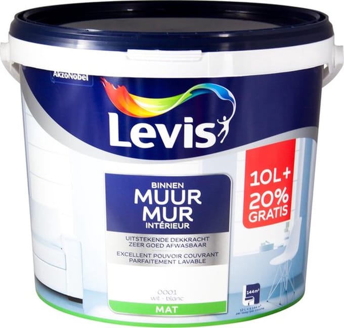 Levis - Muur Binnen Mat - Wit - 12 L