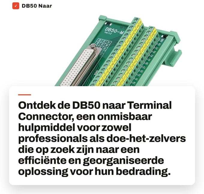 Dailygoods - DB50 Naar Terminal Connector - Compacte Printplaat - Geprinte Labels - Draadbereik 14-26AWG - DC 60V - Ideaal voor Klussen
