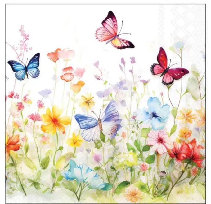 Ambiente - Servetten - Klein - Butterflies in Field