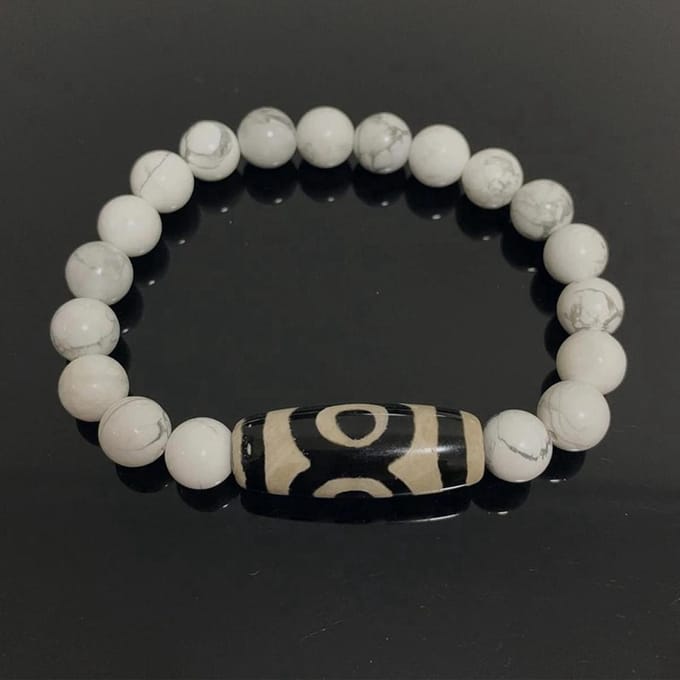 Sorprese armband - Tibetaanse Dzi - armband heren - wit - unisex - cadeau - Model H - Sinterklaas - Kerst - Cadeau