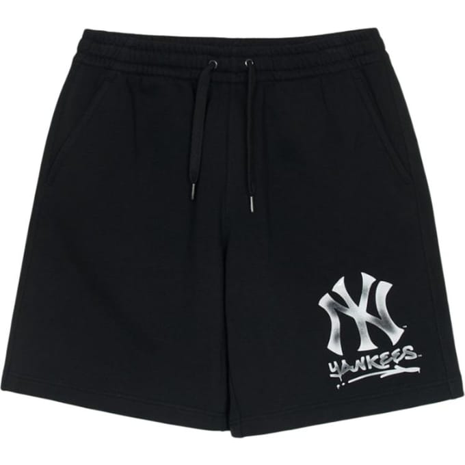 MLB New York Yankees Logo de Marque Lettre Lacets Cinq Points Short Décontracté Short Unisexe Noir 3ASPB0253-50BKS S black