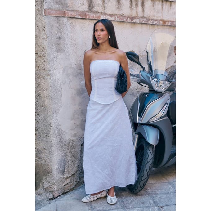boohoo Dames Geborduurd Midaxi Rok | Wit | Maat: 42