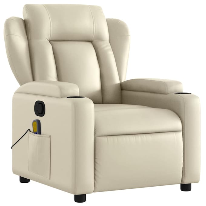 vidaXL - Massagestoel - van - kunstleer - in - crèmekleur