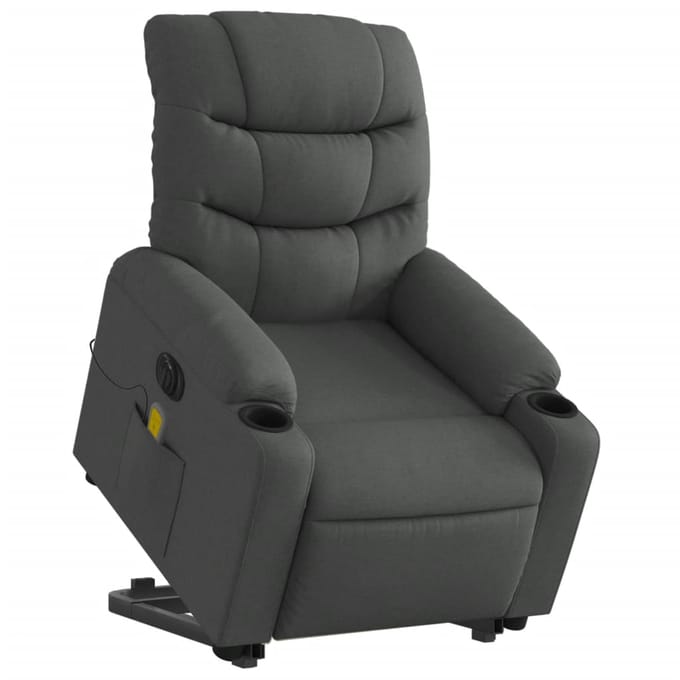 vidaXL - Sta-op-massagestoel - elektrisch - verstelbaar - stof - donkergrijs