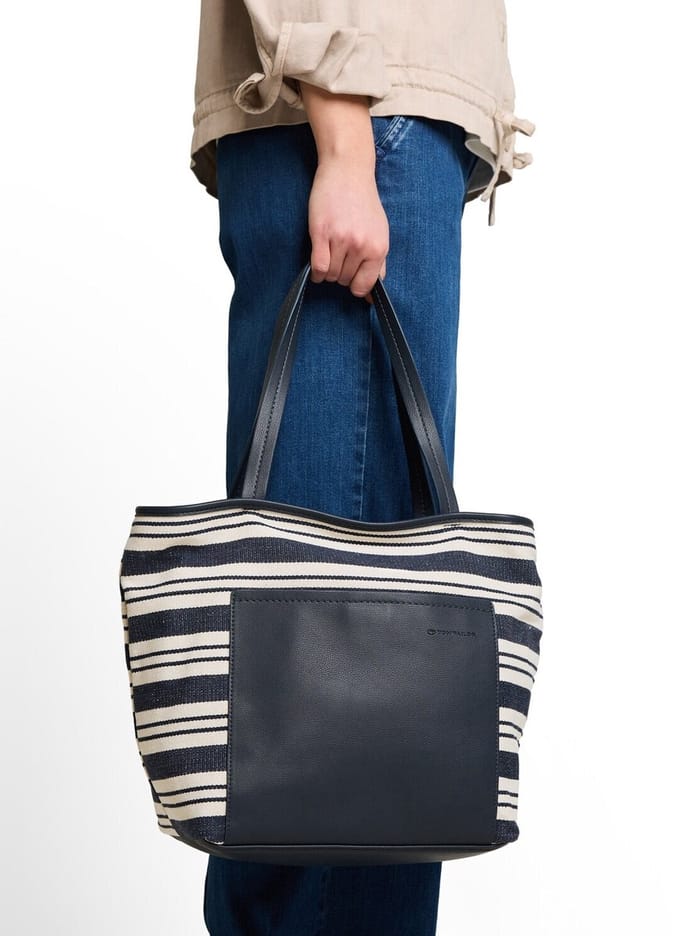 Tom Tailor - TTELODIE M Shopper met streepjesmotief - Maat ONESIZE - mixed blue