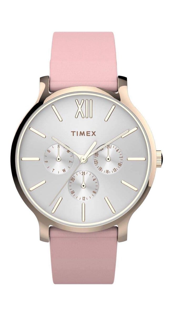 Timex Transcend TW2T74300 Horloge - Leer - Roze - Ø 38 mm