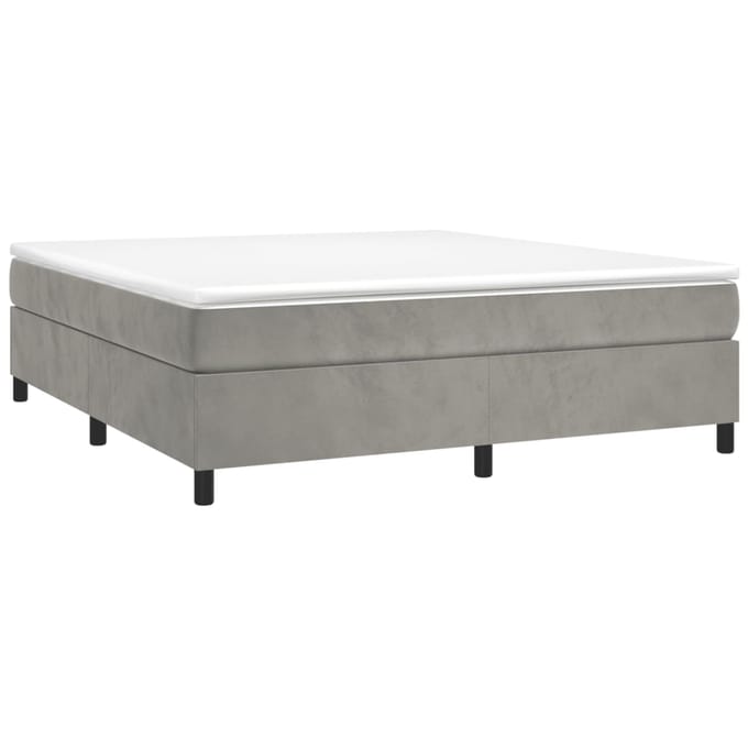 vidaXL - Boxspring - bed - 160x200 - cm - fluweel - lichtgrijs