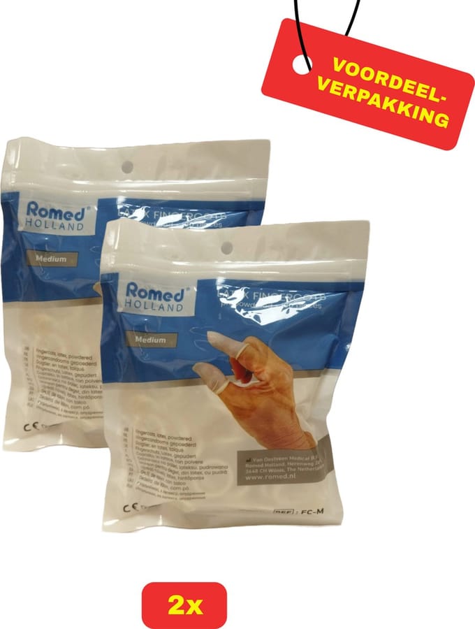Romed Vingercondooms Latex M - 2 x 100 stuks voordeelverpakking