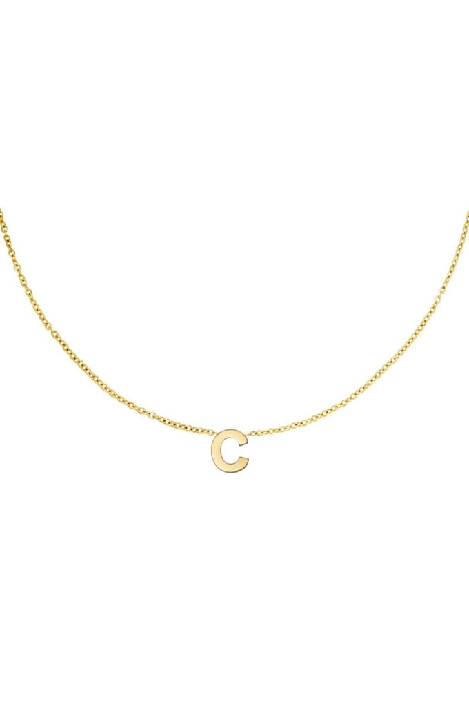 YW - Edelstalen ketting initiaal C Goud kleur Stainless Steel