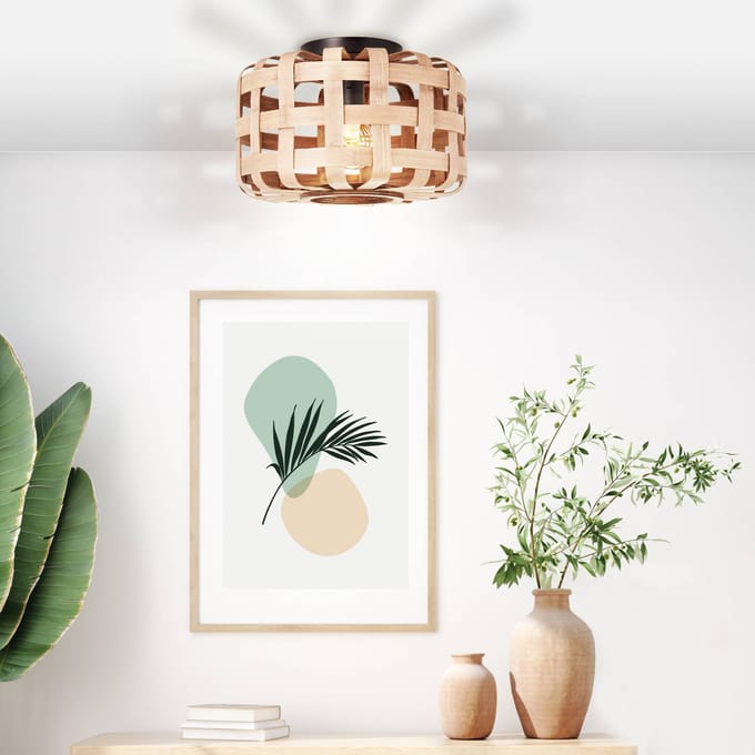 Brilliant Woodline - Plafondlamp - E27 max 1x60W - Natuur/Zwart