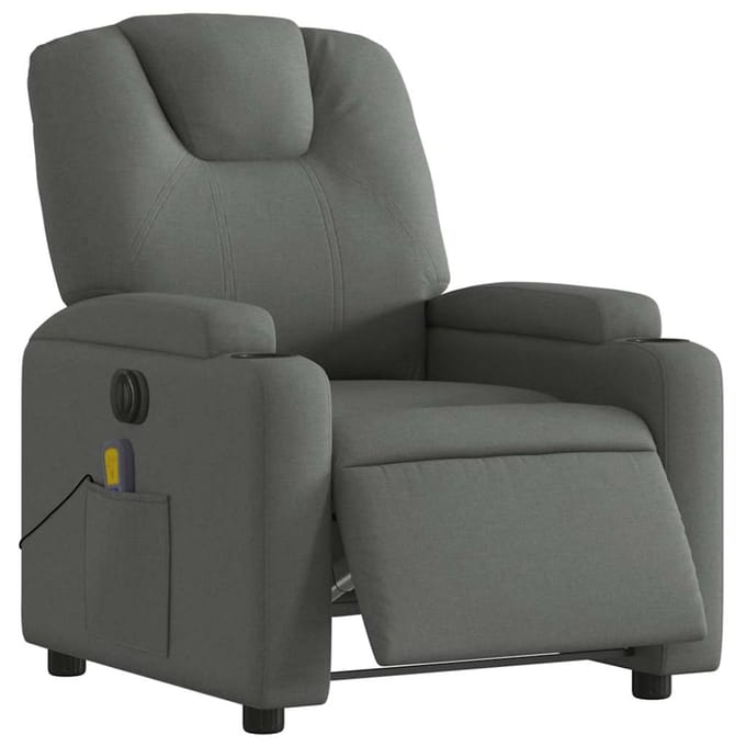 vidaXL - Massagestoel - elektrisch - verstelbaar - stof - donkergrijs