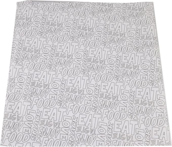 Vel - hamburgervel - papier + kleicoating - 33x34cm - Words - 1000 stuks