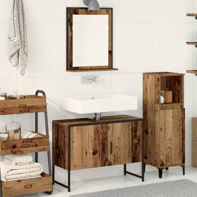 vidaXL Badkamermeubel Set Wandgemonteerd 2 pcs Bruin Bewerkt hout