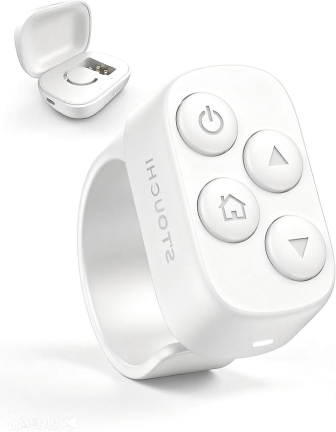 Draadloze afstandsbediening voor e-readers met oplaadcase, handsfree lezen, compatibel met Kobo Clara, Libra en Elipsa 2E - Wit