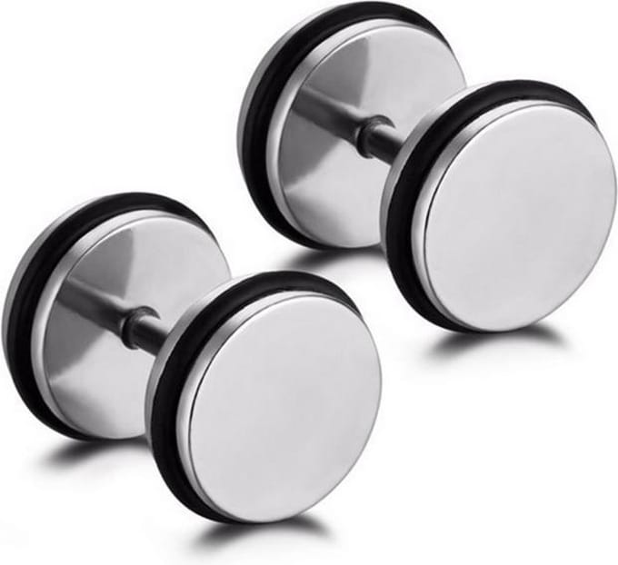 Dumbbell Stud oorbellen Edelstaal Zilverkleurig