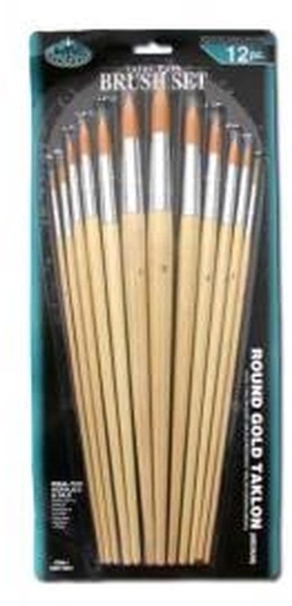 R&L Gold Taklon Round Brush Set (Medium) - 12 Pack