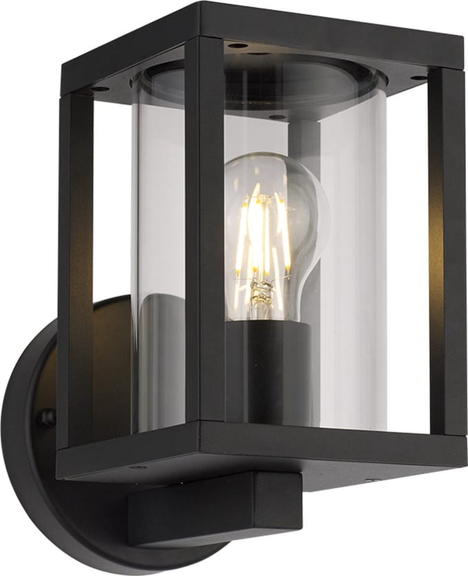 Olucia - AMALIE - Buitenmuurlamp - Zwart - Vorm: Rechthoek