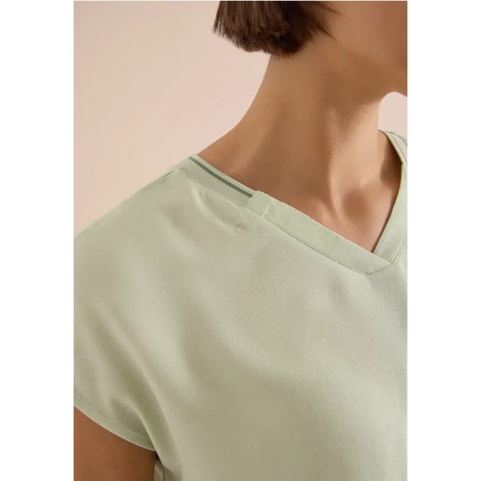 Blouse met korte mouwen en een mix van texturen
