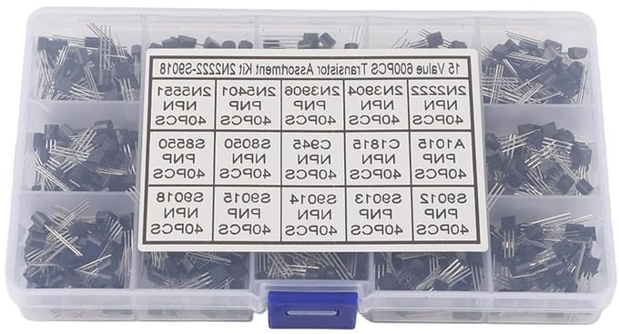 Transistor Set - Halfgeleider Componenten - Elektronische Schakelingen - 15 Verschillende Types - 600 Stuks - Niet Van Toepassing