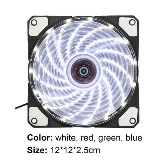 Ultrastille, trillingsdempende ronde computerkoelventilator met 15 lampen rood