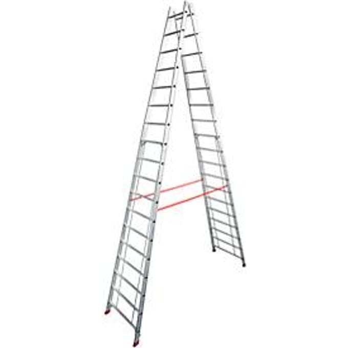 Dubbele trapladder, van aluminium, 2x 18 sporten